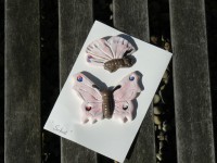 De vlinderserie 'Schat'  verkrijgbaar ik de kleuren rose/blauw of geel-wit